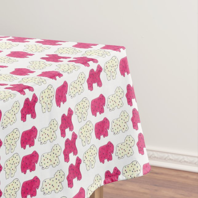 Pink Animal Crackers Cookies Circus Birthday Party Tablecloth (In Situ)