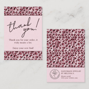 Pink Animal Leopard Print Thank You For Your Order Business Card