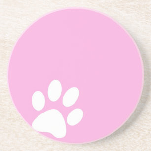 pink animal pet paw print coaster