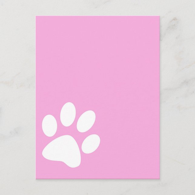 pink animal pet paw print postcard (Front)