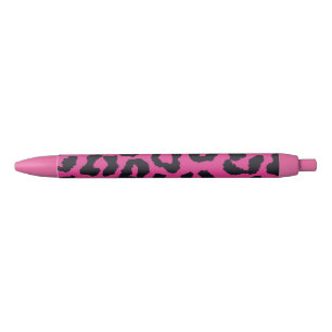 Pink Animal Print Black Ink Pen