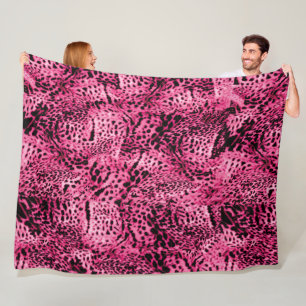 Pink Animal Print Fleece Blanket
