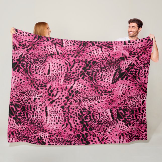 Pink Animal Print Fleece Blanket (In Situ)