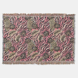 Pink Animal Print Fusion - Seamless Pattern Throw Blanket