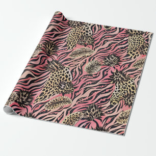 Pink Animal Print Fusion - Seamless Pattern Wrapping Paper