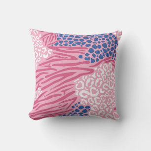 Pink Animal Print Fusion Throw Pillow