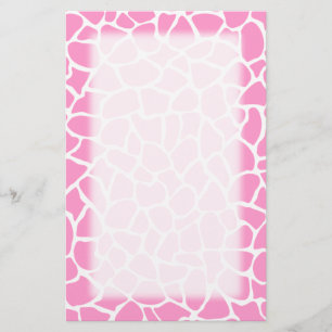 Pink Animal Print Giraffe Pattern Stationery
