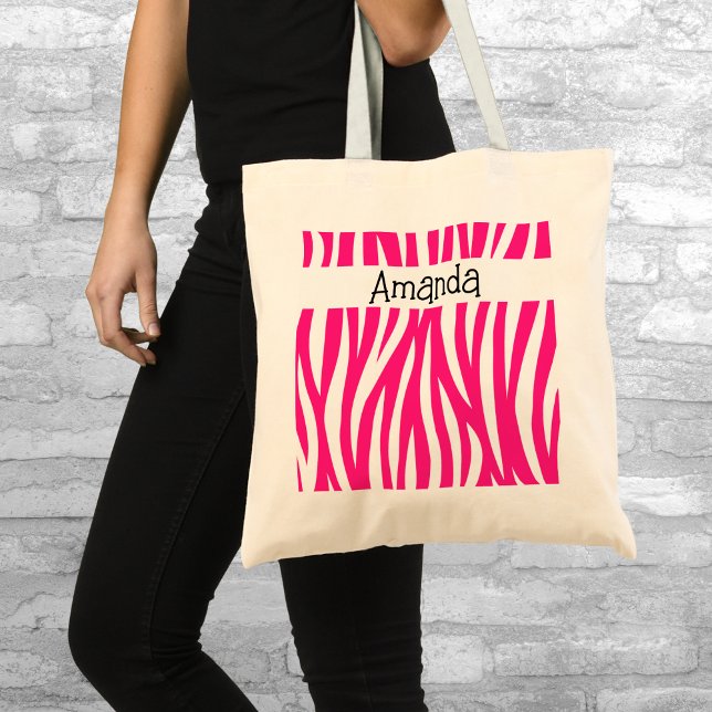 Pink Animal Striped Tote Bag (Creator Uploaded)