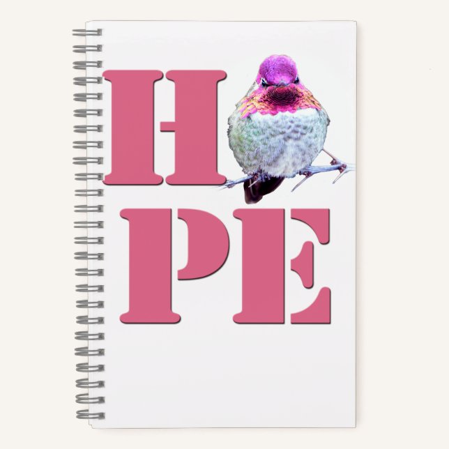 Pink Anna's Hummingbird Photo HOPE 8x5 Notebook (Front)