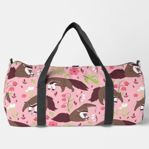 pink anteater cute animal floral  duffle bag