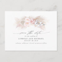 Pink Anthuriums and Pampas Grass Save the Date