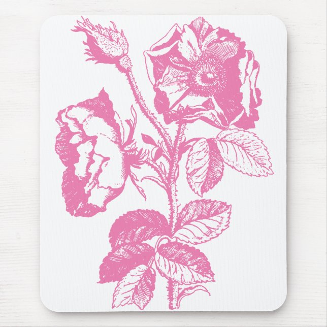 Pink Antique Rose Mouse Pad (Front)