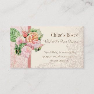 Pink Antique Vintage Elegant Lavish French Roses Business Card