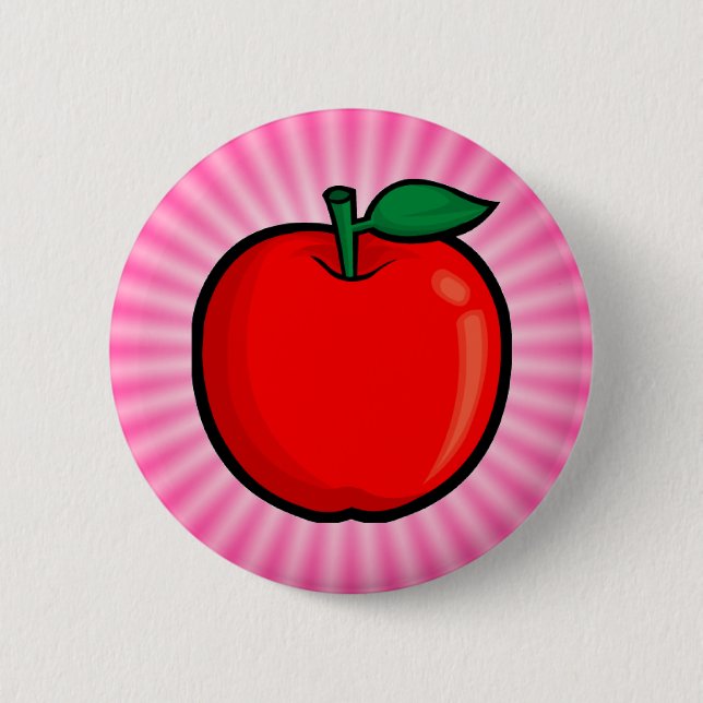 Pink Apple 2 Inch Round Button (Front)