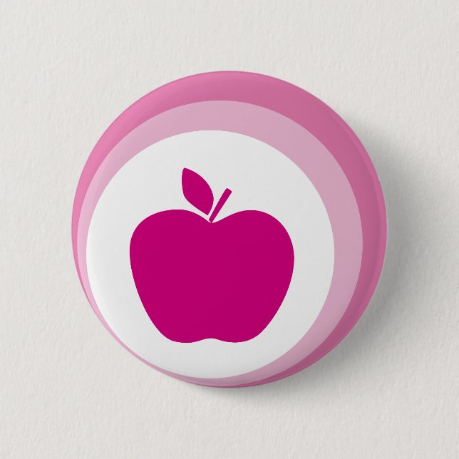 pink apple 2 inch round button (Front)