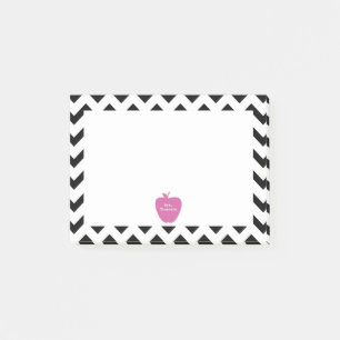 Pink Apple Black Chevron Teacher Post-it® Notes