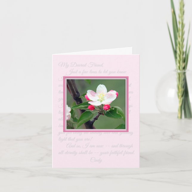 Pink Apple Blossom Classy Notecard (Front)