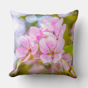Pink Apple Blossom Throw Pillow