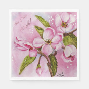 PINK APPLE BLOSSOMS FLOWER MONOGRAMMED NAPKIN