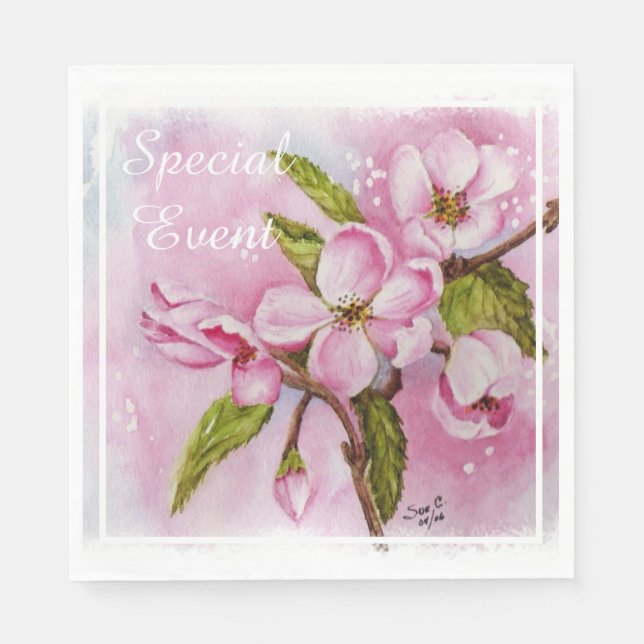 Pink Apple Blossoms Napkin (Front)