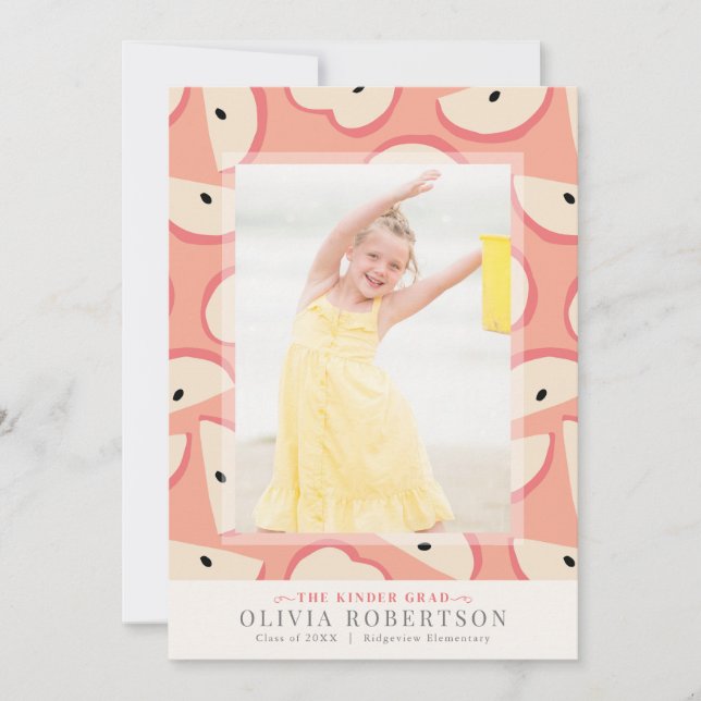Pink Apple Girl Photo Graduation Announcement (Front)