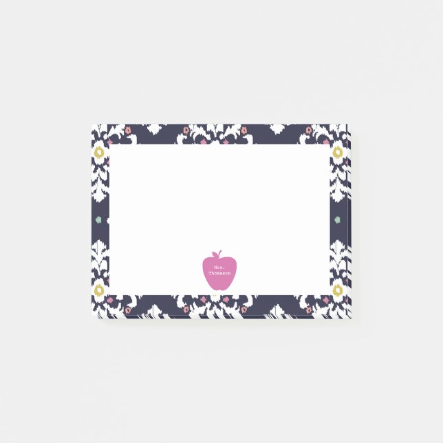 Pink Apple Ikat Teacher Post-it® Notes (Front)