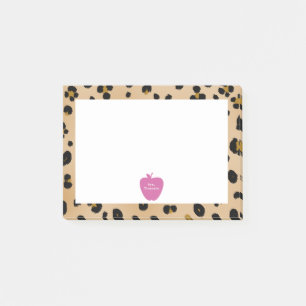 Pink Apple Leopard Print Teacher Post-it® Notes