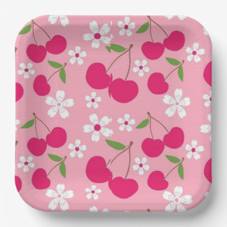Pink apple paper plate