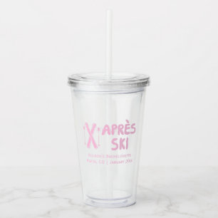 Pink Apres Ski Bachelorette Party Favour Acrylic Tumbler
