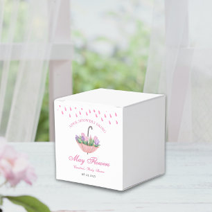 Pink April Showers Bring May Flower Baby Shower Favor Box