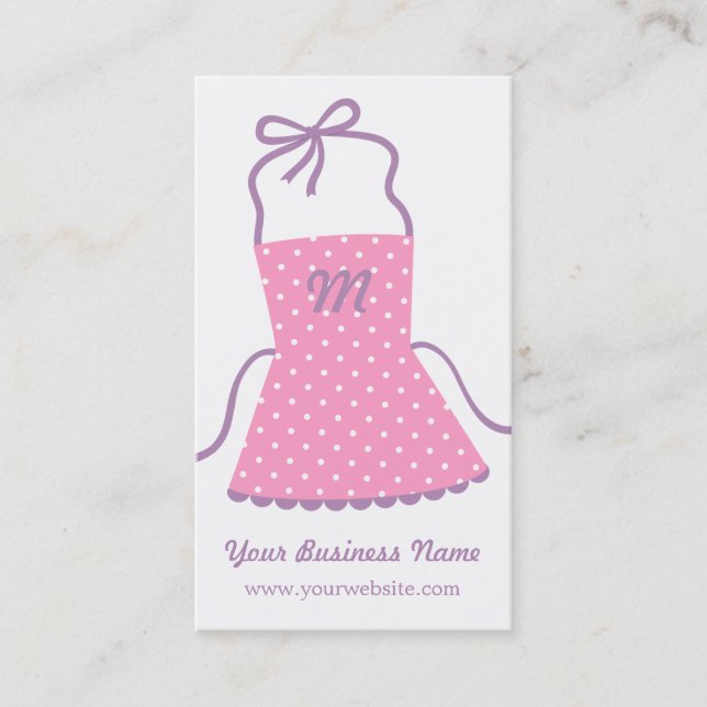 Pink Apron Chef Cooking Catering Business Cards (Front)