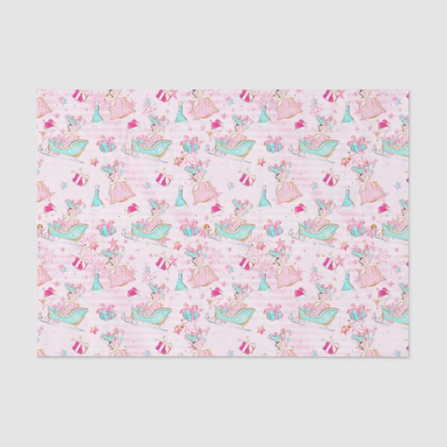 Pink & Aqua Beach Christmas Tissue Paper (Front)