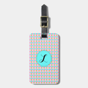 Pink Aqua Dots with monogram luggage tag