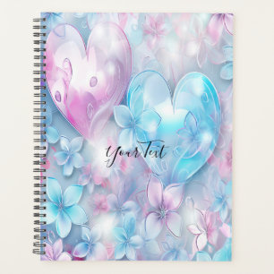 Pink Aqua Hearts and Flowers Wedding Planner