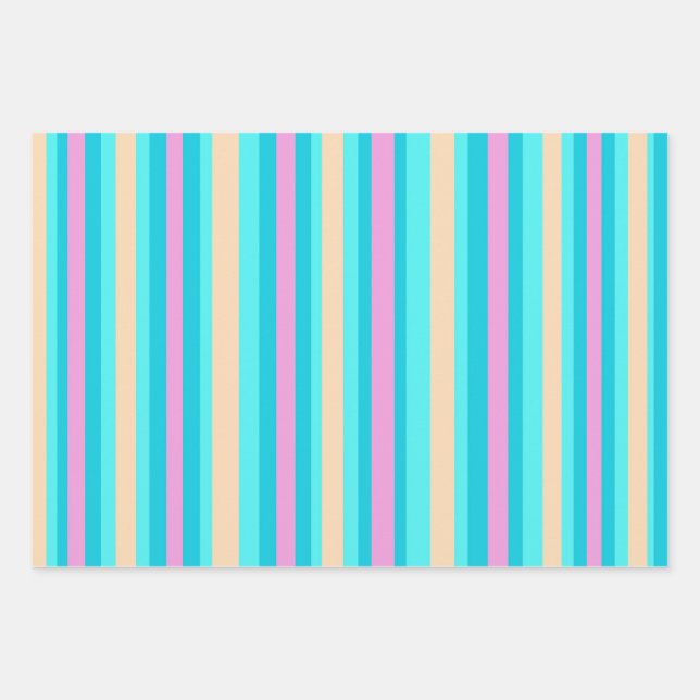Pink Aqua Orange Wrapping Paper Set (Front)
