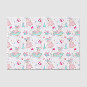 Pink & Aqua Skating & Santa Bags Christmas Tissue Paper
