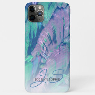 Pink Aqua Turquoise Blue Abalone Shell Pattern iPhone 11 Pro Max Case
