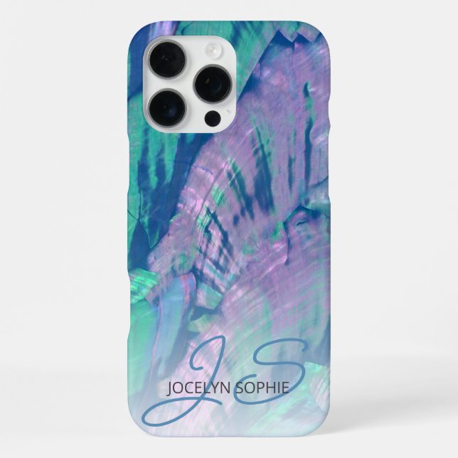 Pink Aqua Turquoise Blue Abalone Shell Pattern iPhone Case (Back)