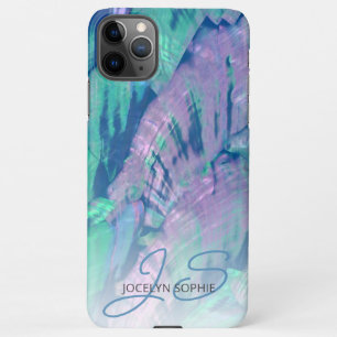 Pink Aqua Turquoise Blue Abalone Shell Pattern iPhone 11Pro Max Case