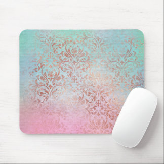 Pink Aqua Vintage Marble Design Mouse Pad