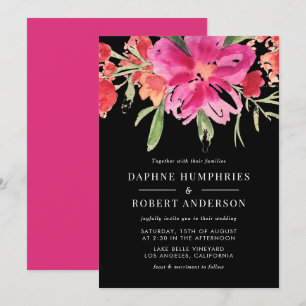 Pink Aquarelle Flower Faire-part de mariage II