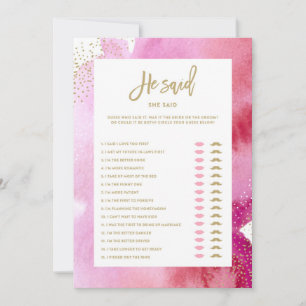 Pink Aquarelle Mariée Il A Dit Qu'Elle A Dit Carte