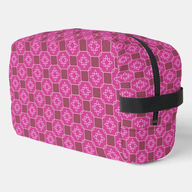 Pink Arabesque Star Floral Seamless Pattern Dopp Kit (Left Corner)