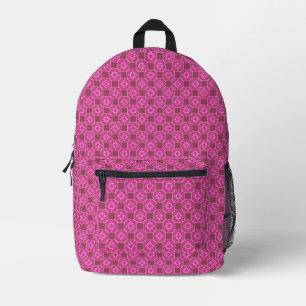Pink Arabesque Star Floral Seamless Pattern Printed Backpack