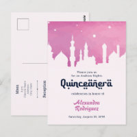 Pink Arabian Nights Watercolor Quinceañera