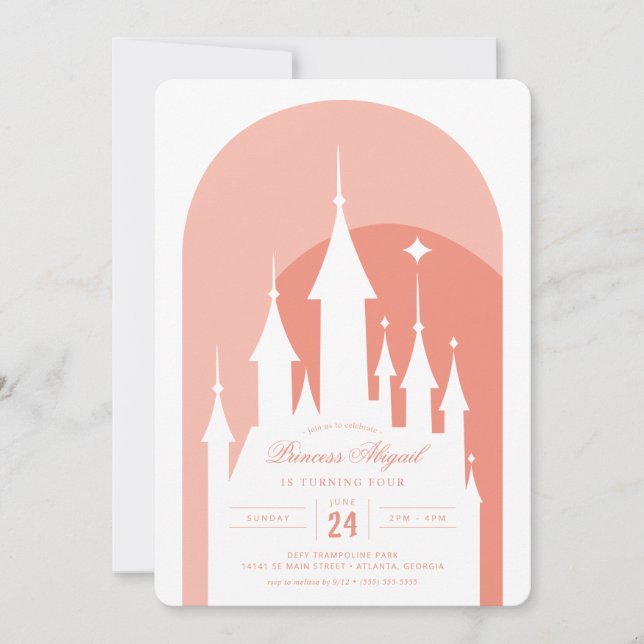 Pink Arch Disney Princess Castle Invitation (Front)