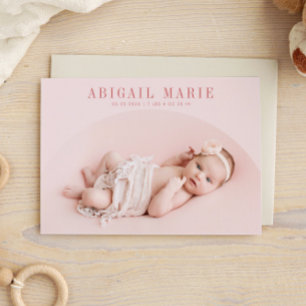 Pink Arch Frame Birth Announcement Card 