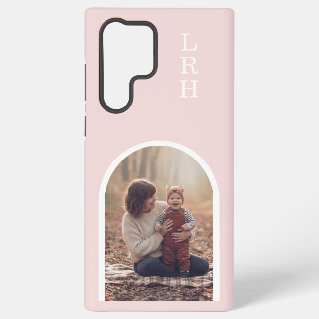 Pink Arch Frame Photo Monogram   Samsung Galaxy S22 Ultra Case (Back)