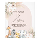 Pink Arch Safari Wild One Baby Shower Welcome Sign