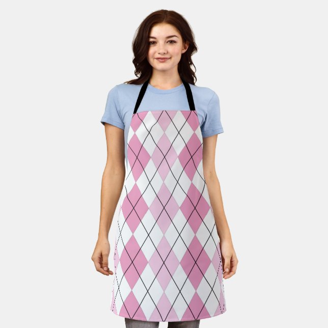 Pink Argyle Allover Apron (Worn)
